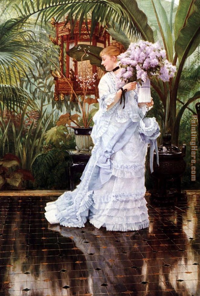 The Bunch of Lilacs painting - James Jacques Joseph Tissot The Bunch of Lilacs art painting